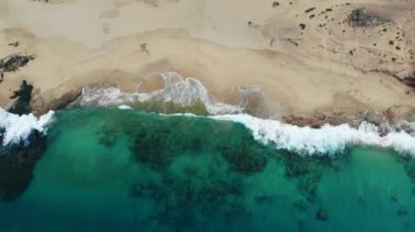 Güzel temiz plaj Lanzarote Adası, havadan görünümü