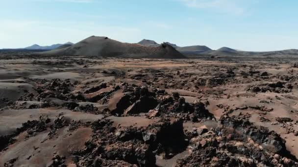 Aerial view of Crater on island of Lanzarote. Canary Islands — Stock Video