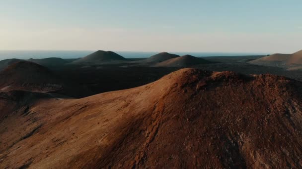 Aerial view of Crater on island of Lanzarote. Canary Islands — Stock Video
