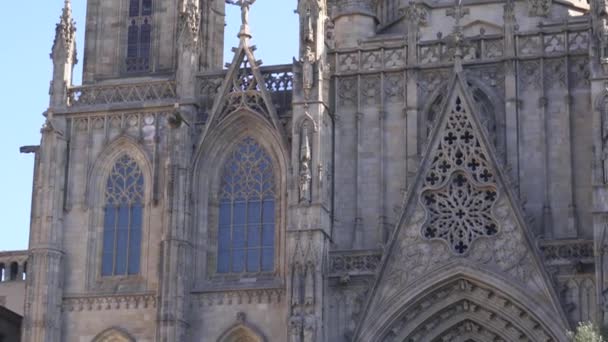 Barcelona, Hiszpania-19 lutego 2019: gotycka katedra w zabytkowym centrum, zbliżenie — Wideo stockowe