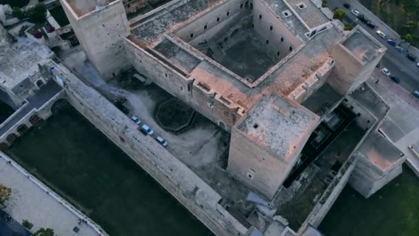 Aerial view of Castello Normanno-Svevo in Bari, Italy — Stock Video