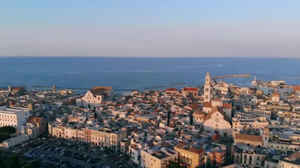 Panoramiczny widok na stare miasto w Bari, drone shot, Puglia, Włochy — Wideo stockowe