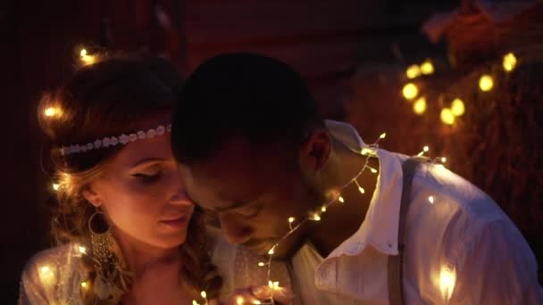 Newlyweds in boho style. — Stock Video