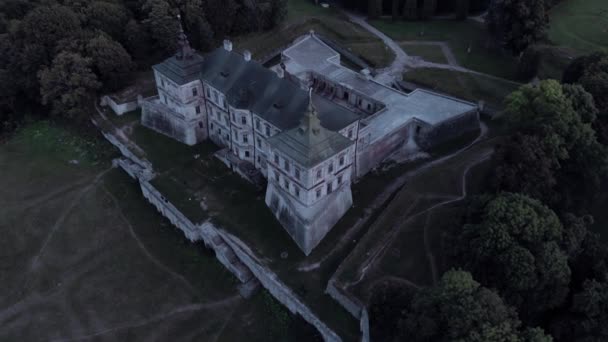 Légi felvétel egy komor kastélyról. — Stock videók