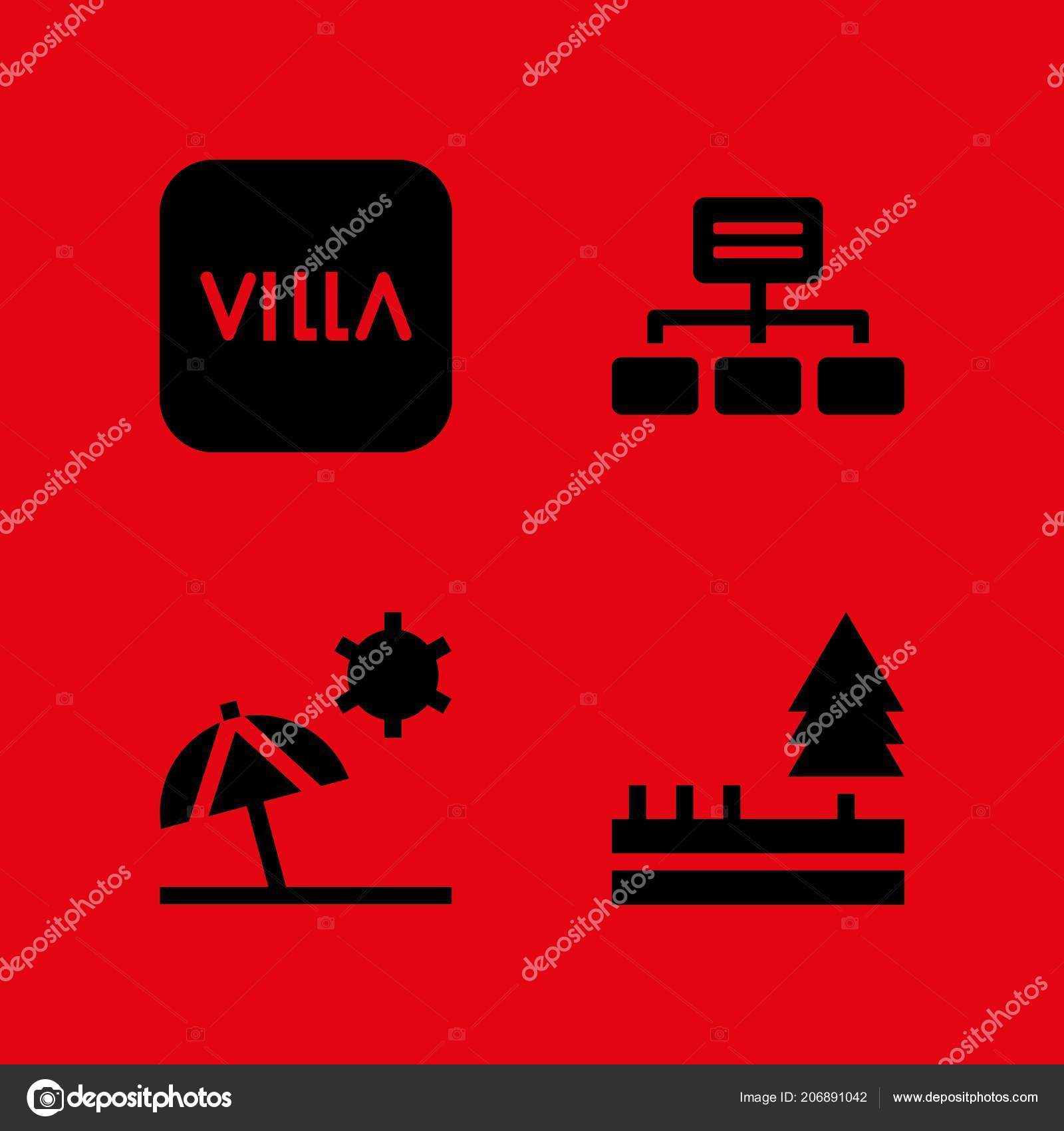 tree icon set beach villa forest vector icons web graphic ストック