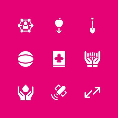 9 küre simgesi yerçekimi, küre ve grafik tasarım ve web için dünya çapında vektör çizim seti