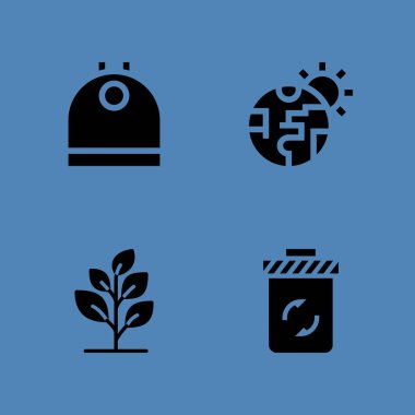 ekoloji Icons set. geri dönüşüm kutusu, bitki ve çöp ve grafik tasarım ve web için diğer vektör simgeleri