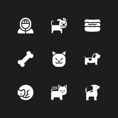 köpek Icon set. köpek yavrusu, tazı ve grafik tasarım ve web için sosisli sandviç vektör simge