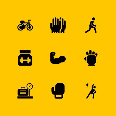 Fitness Icon set. egzersizleri, boks ve grafik tasarım ve web için kas vektör simge