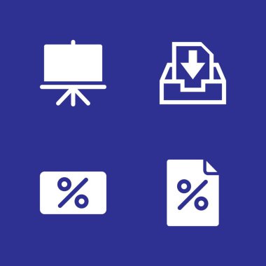 vektör simgesi ile sunum Seti pazarlama 4, gelen kutusu ve yüzde illüstrasyon grafik tasarım ve web için