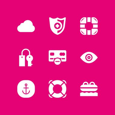 set ile çapa, bulut bilgi işlem güvenlik simgesi ve web ve grafik tasarım için simgeler vektör filika