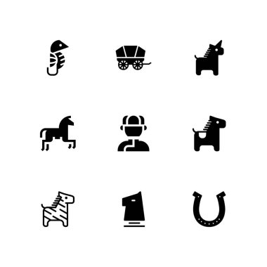 ATI simge seti. grafik tasarım ve web için simge vektör vagon, at ve zebra