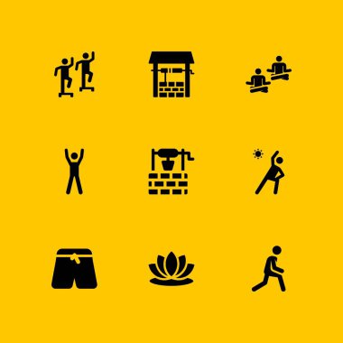 Yoga Icon set. grafik tasarım ve web için simge vektör egzersiz, germe ve egzersizleri