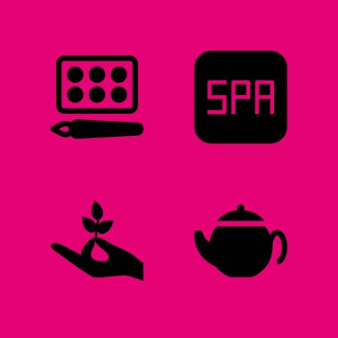 çiçek simgesi suluboya, spa ve sapı vektör simgeler web ve grafik tasarım için tutan el ile ayarla