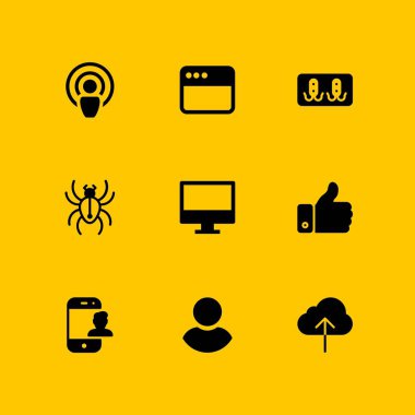 Ağ Icon set. grafik tasarım ve web için raf, smartphone ve tarayıcı vektör simgesi