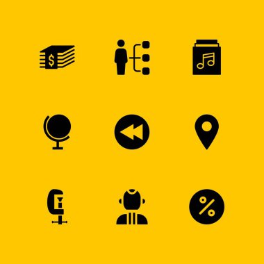 İş Icon set. vektör grafik tasarım ve web için simge inşaat, müzik albüm ve yer tutucu