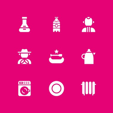 su Icon set. Kano, Kosta Rika ve grafik tasarım ve web için çanak vektör simge