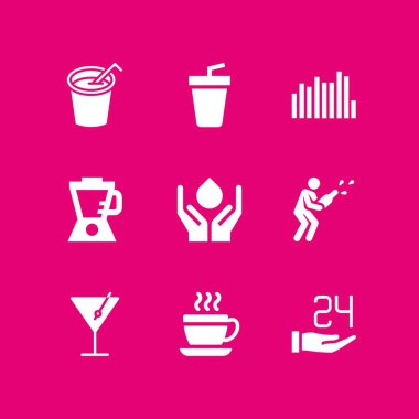 içki simgesi blender, içecekler ile ayarlamak ve su vektör simgeler web ve grafik tasarım için kaydetmek