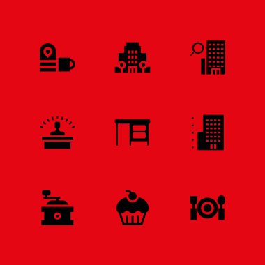 kahve Icon set. grafik tasarım ve web için otel, masaüstü ve resepsiyon vektör simgesi