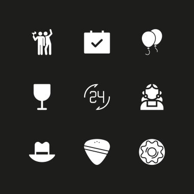 parti simge seti. şapka, şarap ve grafik tasarım ve web için Meksika vektör simge