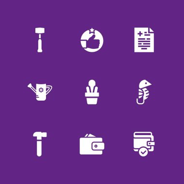 9 m-cüzdan, sulama olabilir ve denizatı vektör çizim grafik tasarım ve web için Ayarla simgesini el