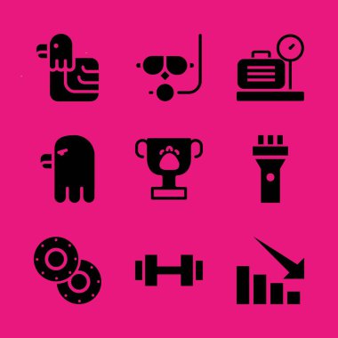 spor Icon set. Casino fişleri ile meşale ve hawk vektör grafik tasarım ve web için simgeleri