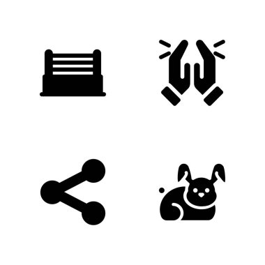 Icon set seviyorum. grafik tasarım ve web için payı, tavşan ve dua vektör simge