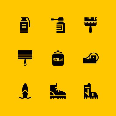 Grunge Icon set. satılan, boya fırçası ve vektör grafik tasarım için simge ve web sörf tahtası