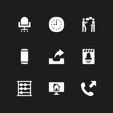 Office simge seti. grafik tasarım ve web için gayrimenkul, silgi ve gündem vektör simge