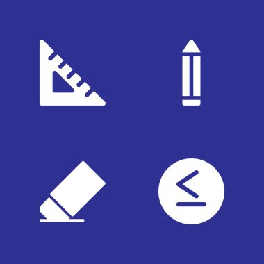 Okul Icon set. silgi, daha az veya ona eşit ve grafik tasarım ve web için kare vektör Icon set