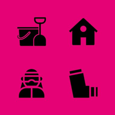 alt simge seti. grafik tasarım ve web için ev, Arap ve kum kova vektör simge