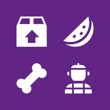 kemik, karpuz ve Fransız vektör simgeler web ve grafik tasarım için Ayarla simgesini yemek