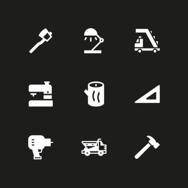 İş Icon set. Masa lambası, kare ayarla ve grafik tasarım ve web için delici vektör simge