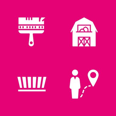 Grunge Icon set. grafik tasarım ve web için simge vektör yol, boya fırçası ve ahır