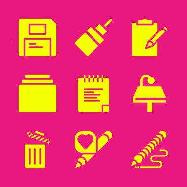 Office simge seti. Lamba ile yığın ve disket vektör grafik tasarım ve web için simgeleri