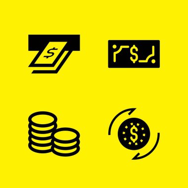para Icon set. ATM ile sikke ve Satım vektör grafik tasarım ve web için simgeleri