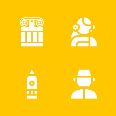 Kültür Icon set. Malezya, big ben ve grafik tasarım ve web için Yunan ayağı vektör simge