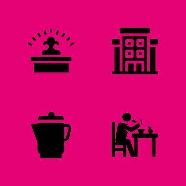 kahve Icon set. grafik tasarım ve web için kahvaltı, resepsiyon ve otel vektör simge