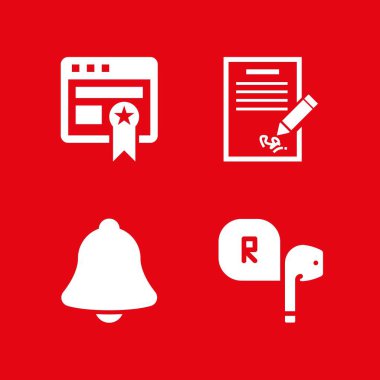 Mobil Icon set imza, kulaklık ve tarayıcı ile vektör simgeler web ve grafik tasarım için