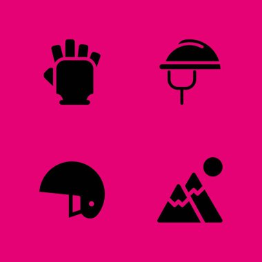 spor Icon set. vektör grafik tasarım ve web için simge spor salonu eldiven, kask ve dağ