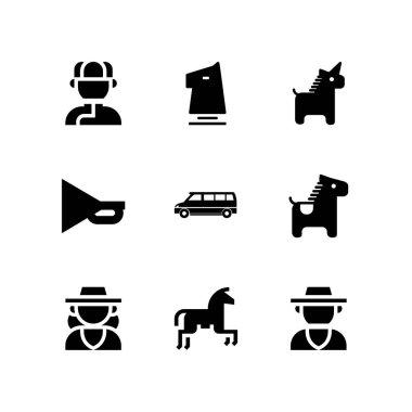 at simgesi ile web ve grafik tasarım için Moğolca, horseriding ve at vektör simge seti