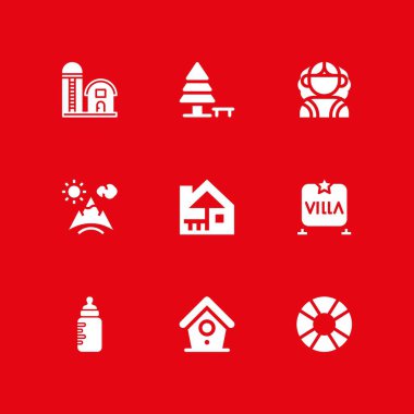 ağaç Icon set. dağ, besleyici ve grafik tasarım ve web için villa vektör simge