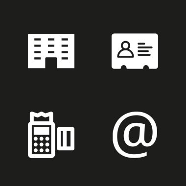 4 office simgesini kimlik kartı, hizmet ve vektör çizim için grafik tasarım ve web bina noktası ile ayarla