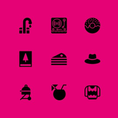 9 parti simgesi ile grafik tasarım ve web için dokunma, halka ve kazak vektör çizim seti