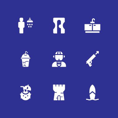 su Icon set. kule, duş ve grafik tasarım ve web için dokunun vektör simge