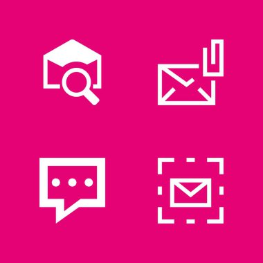 grafik tasarım ve web için e-posta ve sohbet kabarcık vektör çizim ile ayarla 4 sohbet simgesi