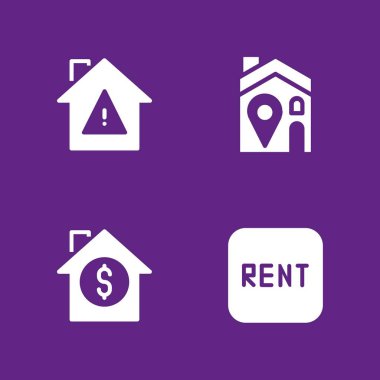 Icon set kira. grafik tasarım ve web için simge vektör evi ve kira