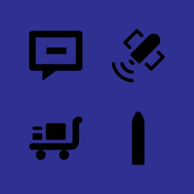 Internet simge seti ile arabası, sohbet ve vektör simgeler web ve grafik tasarım için uydu