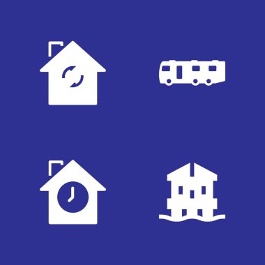 Aile Icon set. grafik tasarım ve web için simge vektör sahil evi, karavan ve ev