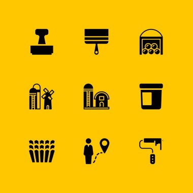 Grunge Icon set. kalıp, rulo ve ahır vektör grafik tasarım ve web için simge